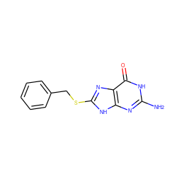 Nc1nc2[nH]c(SCc3ccccc3)nc2c(=O)[nH]1 ZINC000004555844