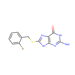 Nc1nc2[nH]c(SCc3ccccc3Br)nc2c(=O)[nH]1 ZINC000653866654