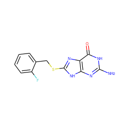 Nc1nc2[nH]c(SCc3ccccc3F)nc2c(=O)[nH]1 ZINC000004650662