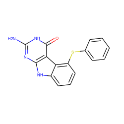 Nc1nc2[nH]c3cccc(Sc4ccccc4)c3c2c(=O)[nH]1 ZINC000098208030