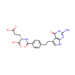 Nc1nc2[nH]cc(CCc3ccc(C(=O)N[C@@H](CCC(=O)O)C(=O)O)cc3)c2c(=O)[nH]1 ZINC000001540998