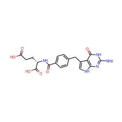 Nc1nc2[nH]cc(Cc3ccc(C(=O)N[C@@H](CCC(=O)O)C(=O)O)cc3)c2c(=O)[nH]1 ZINC000038262552