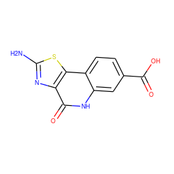 Nc1nc2c(=O)[nH]c3cc(C(=O)O)ccc3c2s1 ZINC000116209600