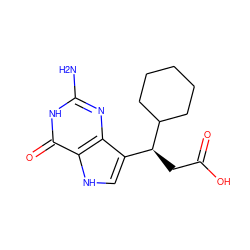 Nc1nc2c([C@H](CC(=O)O)C3CCCCC3)c[nH]c2c(=O)[nH]1 ZINC000000008394