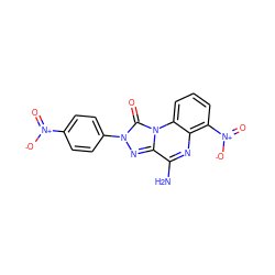 Nc1nc2c([N+](=O)[O-])cccc2n2c(=O)n(-c3ccc([N+](=O)[O-])cc3)nc12 ZINC000013580768