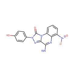 Nc1nc2c([N+](=O)[O-])cccc2n2c(=O)n(-c3ccc(O)cc3)nc12 ZINC000013580771