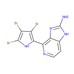 Nc1nc2c(-c3[nH]c(Br)c(Br)c3Br)nccc2[nH]1 ZINC000045300457