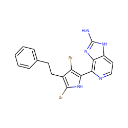 Nc1nc2c(-c3[nH]c(Br)c(CCc4ccccc4)c3Br)nccc2[nH]1 ZINC000045286602