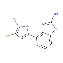 Nc1nc2c(-c3cc(Cl)c(Cl)[nH]3)nccc2[nH]1 ZINC000045255215