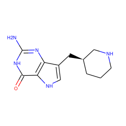 Nc1nc2c(C[C@@H]3CCCNC3)c[nH]c2c(=O)[nH]1 ZINC000013831886