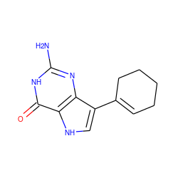 Nc1nc2c(C3=CCCCC3)c[nH]c2c(=O)[nH]1 ZINC000013798508