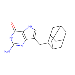 Nc1nc2c(CC3C4CC5CC(C4)CC3C5)c[nH]c2c(=O)[nH]1 ZINC000013831885