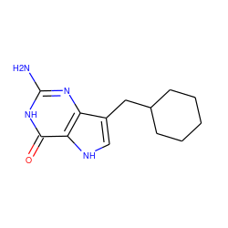 Nc1nc2c(CC3CCCCC3)c[nH]c2c(=O)[nH]1 ZINC000013798451