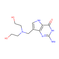 Nc1nc2c(CN(CCO)CCO)c[nH]c2c(=O)[nH]1 ZINC000034802527