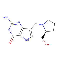 Nc1nc2c(CN3CCC[C@H]3CO)c[nH]c2c(=O)[nH]1 ZINC000034802530