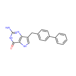 Nc1nc2c(Cc3ccc(-c4ccccc4)cc3)c[nH]c2c(=O)[nH]1 ZINC000013798533