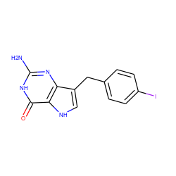 Nc1nc2c(Cc3ccc(I)cc3)c[nH]c2c(=O)[nH]1 ZINC000013861142