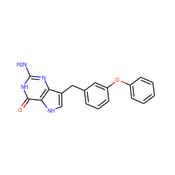 Nc1nc2c(Cc3cccc(Oc4ccccc4)c3)c[nH]c2c(=O)[nH]1 ZINC000027753733