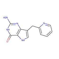 Nc1nc2c(Cc3ccccn3)c[nH]c2c(=O)[nH]1 ZINC000013798523