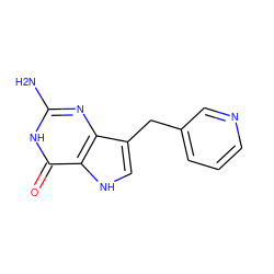 Nc1nc2c(Cc3cccnc3)c[nH]c2c(=O)[nH]1 ZINC000005420970