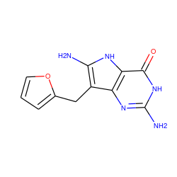 Nc1nc2c(Cc3ccco3)c(N)[nH]c2c(=O)[nH]1 ZINC000013454791