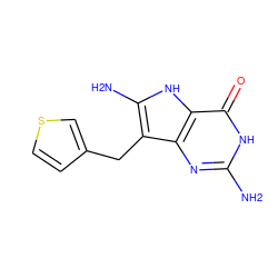 Nc1nc2c(Cc3ccsc3)c(N)[nH]c2c(=O)[nH]1 ZINC000005117689