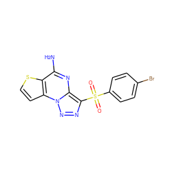 Nc1nc2c(S(=O)(=O)c3ccc(Br)cc3)nnn2c2ccsc12 ZINC000020922238