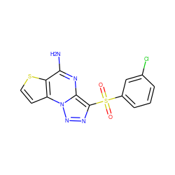 Nc1nc2c(S(=O)(=O)c3cccc(Cl)c3)nnn2c2ccsc12 ZINC000006859840