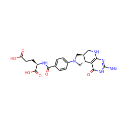 Nc1nc2c(c(=O)[nH]1)[C@@H]1CN(c3ccc(C(=O)N[C@H](CCC(=O)O)C(=O)O)cc3)C[C@H]1CN2 ZINC000058497785