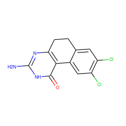 Nc1nc2c(c(=O)[nH]1)-c1cc(Cl)c(Cl)cc1CC2 ZINC000013832455