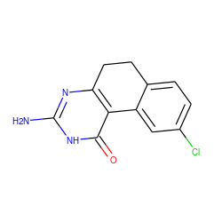 Nc1nc2c(c(=O)[nH]1)-c1cc(Cl)ccc1CC2 ZINC000013832457