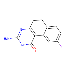 Nc1nc2c(c(=O)[nH]1)-c1cc(I)ccc1CC2 ZINC000013832440