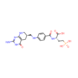 Nc1nc2c(c(=O)[nH]1)C[C@H](CNc1ccc(C(=O)N[C@@H](CCP(=O)(O)O)C(=O)O)cc1)CN2 ZINC000013454622