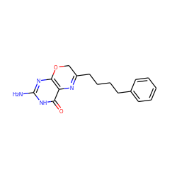 Nc1nc2c(c(=O)[nH]1)N=C(CCCCc1ccccc1)CO2 ZINC000169334520