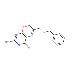 Nc1nc2c(c(=O)[nH]1)N=C(CCCc1ccccc1)CO2 ZINC000169334517