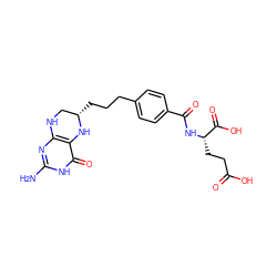 Nc1nc2c(c(=O)[nH]1)N[C@@H](CCCc1ccc(C(=O)N[C@@H](CCC(=O)O)C(=O)O)cc1)CN2 ZINC000028258433