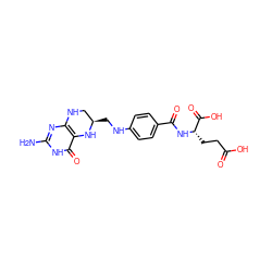 Nc1nc2c(c(=O)[nH]1)N[C@H](CNc1ccc(C(=O)N[C@@H](CCC(=O)O)C(=O)O)cc1)CN2 ZINC000004228235