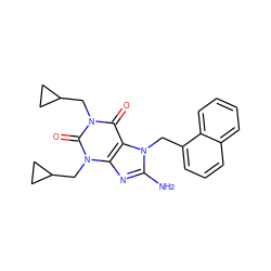 Nc1nc2c(c(=O)n(CC3CC3)c(=O)n2CC2CC2)n1Cc1cccc2ccccc12 ZINC000000605279