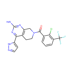 Nc1nc2c(c(-c3ccn[nH]3)n1)CCN(C(=O)c1cccc(C(F)(F)F)c1Cl)C2 ZINC000219495470