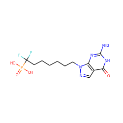 Nc1nc2c(cnn2CCCCCCC(F)(F)P(=O)(O)O)c(=O)[nH]1 ZINC000013604171