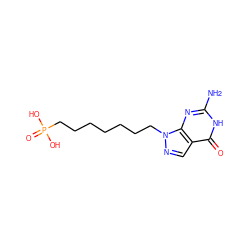 Nc1nc2c(cnn2CCCCCCCP(=O)(O)O)c(=O)[nH]1 ZINC000013604173