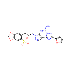 Nc1nc2c(cnn2CCCc2cc3c(cc2S(=O)(=O)O)OCO3)c2nc(-c3ccco3)nn12 ZINC000013471754