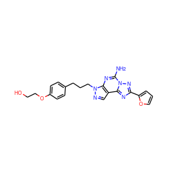 Nc1nc2c(cnn2CCCc2ccc(OCCO)cc2)c2nc(-c3ccco3)nn12 ZINC000064514021