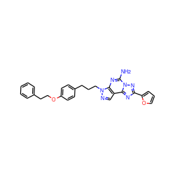 Nc1nc2c(cnn2CCCc2ccc(OCCc3ccccc3)cc2)c2nc(-c3ccco3)nn12 ZINC000064514017