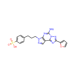 Nc1nc2c(cnn2CCCc2ccc(S(=O)(=O)O)cc2)c2nc(-c3ccco3)nn12 ZINC000013471753