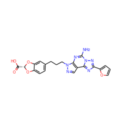 Nc1nc2c(cnn2CCCc2ccc3c(c2)O[C@@H](C(=O)O)O3)c2nc(-c3ccco3)nn12 ZINC000045287558