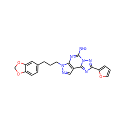 Nc1nc2c(cnn2CCCc2ccc3c(c2)OCO3)c2nc(-c3ccco3)nn12 ZINC000013554842