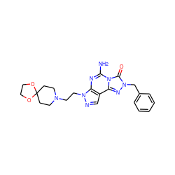 Nc1nc2c(cnn2CCN2CCC3(CC2)OCCO3)c2nn(Cc3ccccc3)c(=O)n12 ZINC000071296517