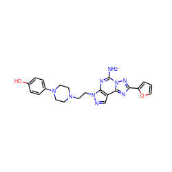 Nc1nc2c(cnn2CCN2CCN(c3ccc(O)cc3)CC2)c2nc(-c3ccco3)nn12 ZINC000028891753