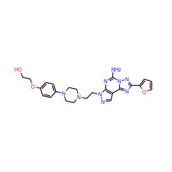 Nc1nc2c(cnn2CCN2CCN(c3ccc(OCCO)cc3)CC2)c2nc(-c3ccco3)nn12 ZINC000028891925